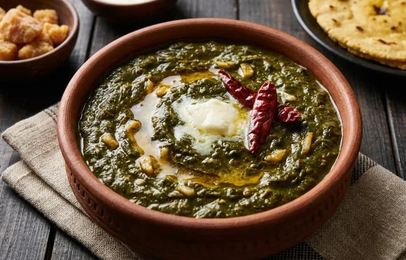 Sarson da Saag, Makki di Roti, White Butter and Gur ki Chai - Recipe 1