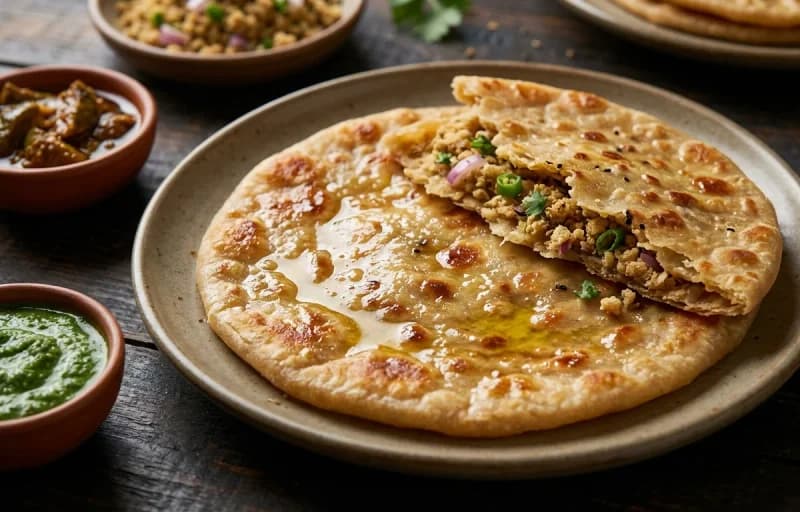 Sattu Paratha, Aloo Baingan Sabzi and Tomato Chutney - Recipe 1