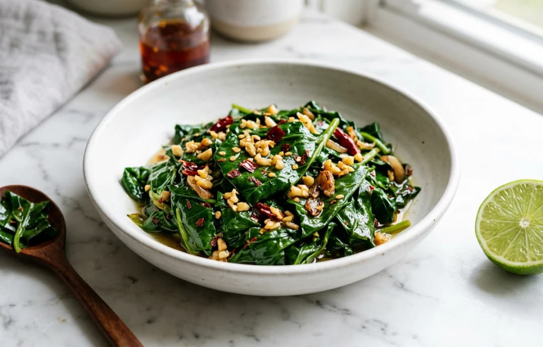 Sautéed Taro Leaves with Garlic
