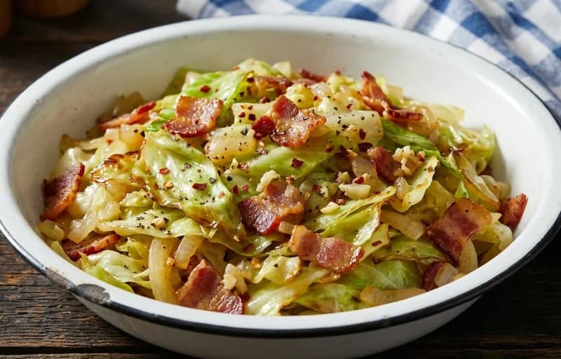 Sausage and Peppers, Sautéed Cabbage with Bacon and Cornbread - Recipe 2