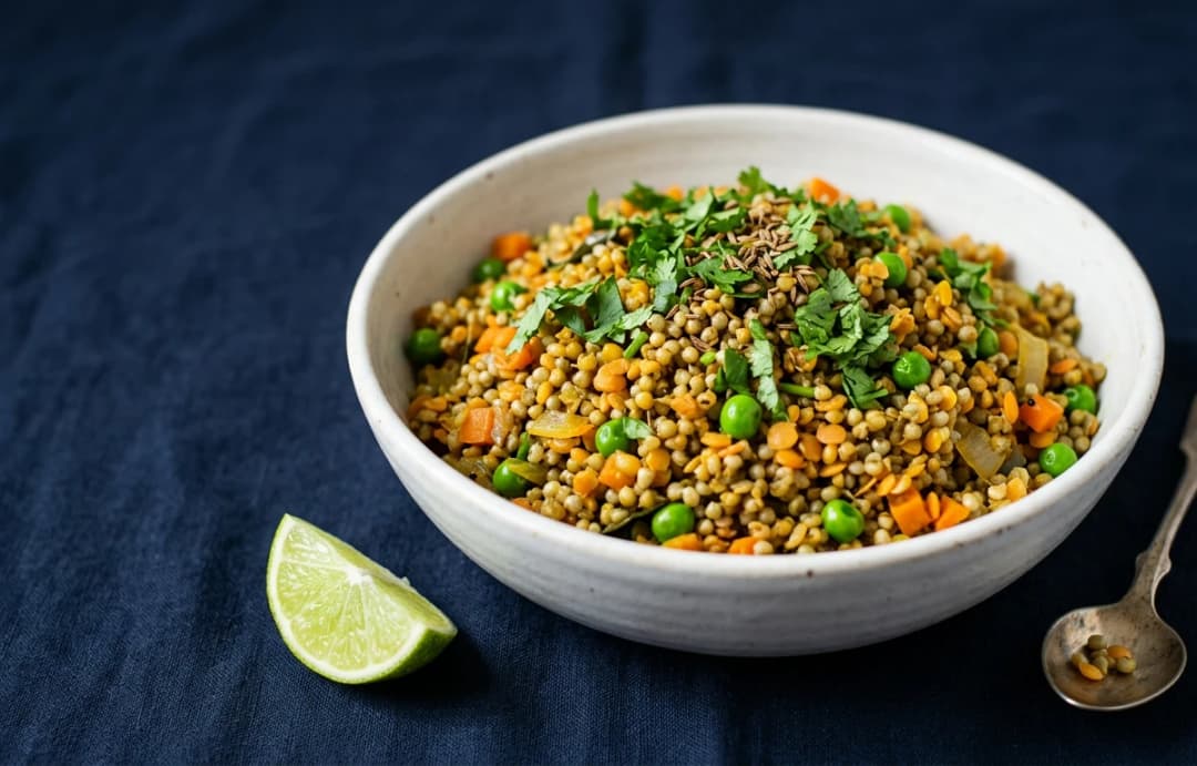 Savory Pearl Millet & Lentil Pilaf