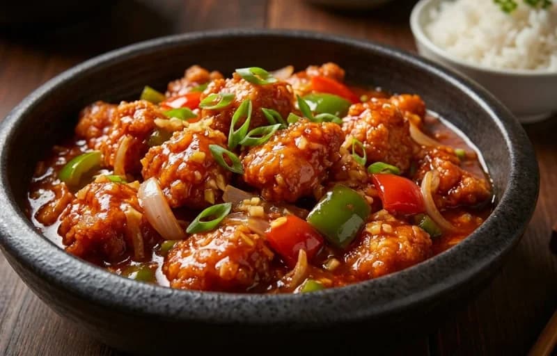 Schezwan Chicken Gravy with Egg Fried Rice - Recipe 1