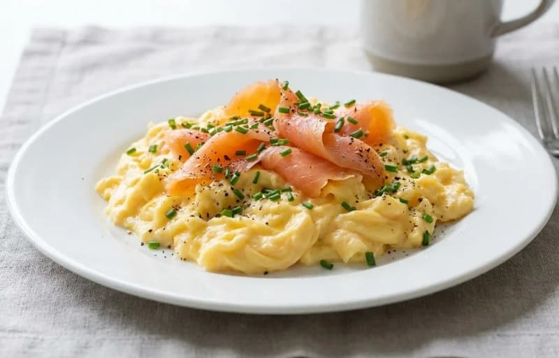 Scrambled Eggs with Smoked Salmon and Chives with Suji Toast - Recipe 1