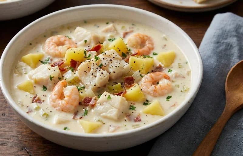 Seafood Chowder with Irish American Soda Bread - Recipe 1