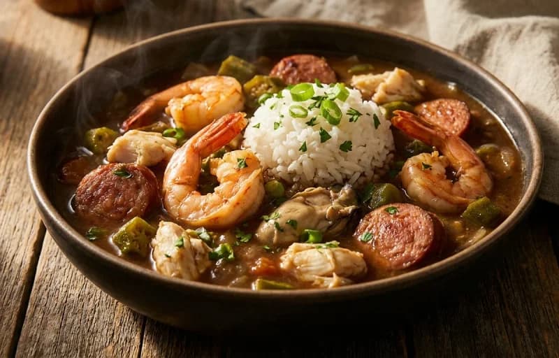 Seafood Gumbo with Side Salad - Recipe 1
