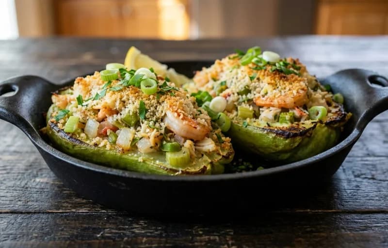 Seafood Stuffed Mirliton with Side Salad - Recipe 1