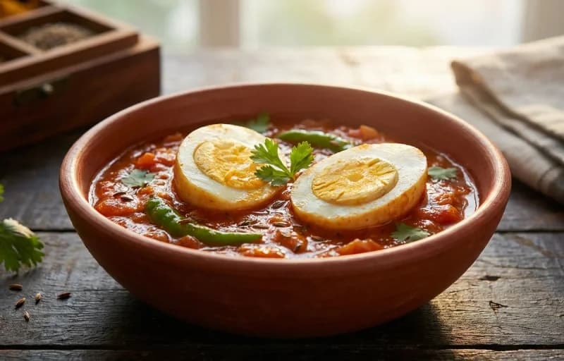 Seyal Anda, Steamed Basmati Rice and Sindhi Bhindi Basar - Recipe 1