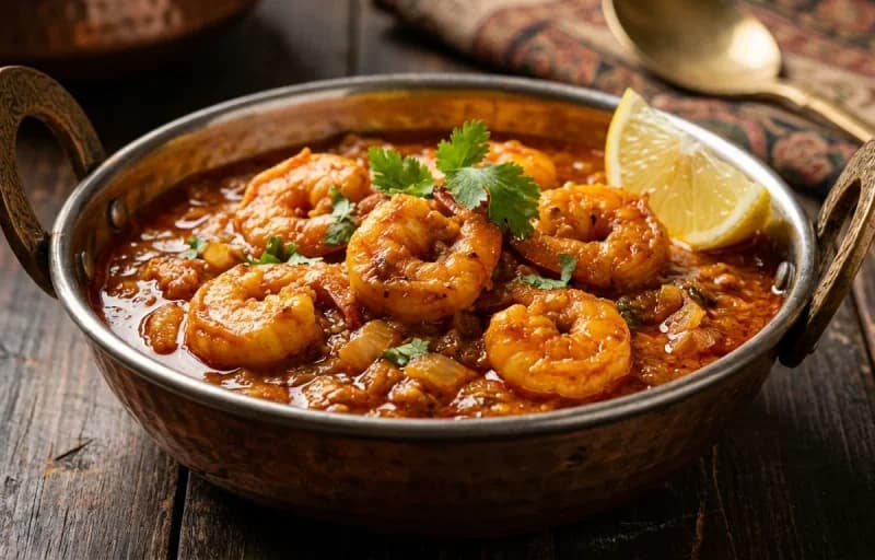 Seyal Jhinga, Phulka and Roasted Papad - Recipe 1