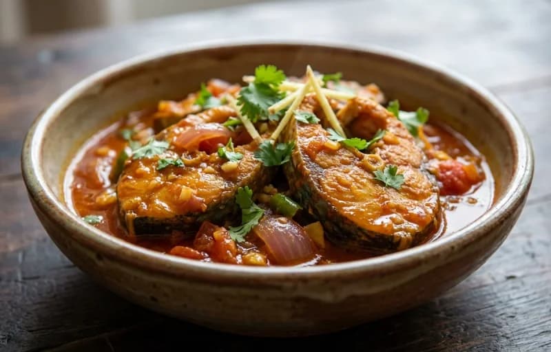 Seyal Macchi, Phulka and Kachumber Salad - Recipe 1