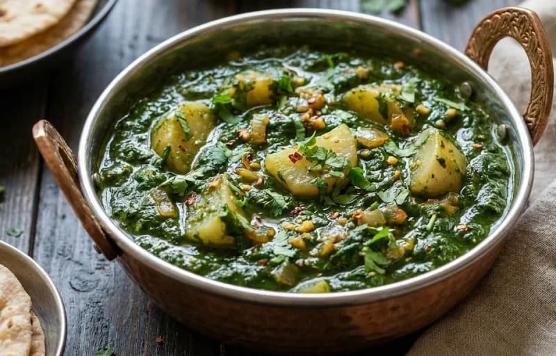 Shalgam Palak Sabzi with Roti - Recipe 1
