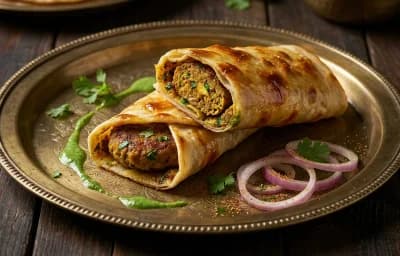 Sheermal Roll with Egg Galouti Kebab