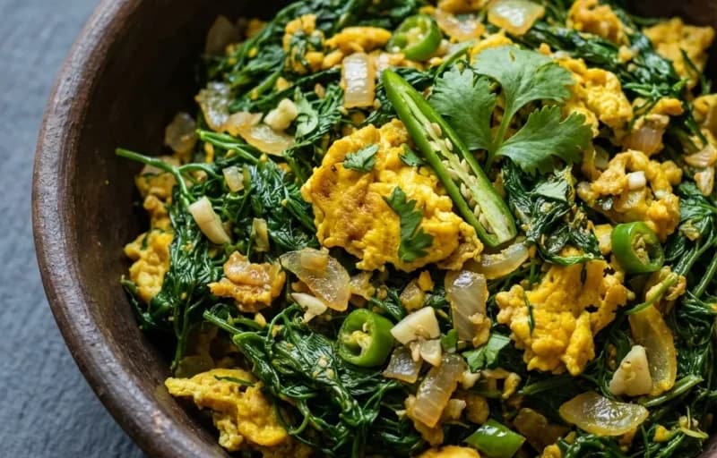 Shepu Bhaji Anda Bhurji with Chapati - Recipe 1