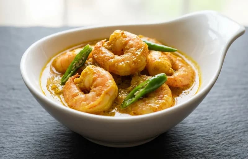 Steamed Basmati Rice, Shorshe Chingri Bhapa and Aloo Bhaja - Recipe 2