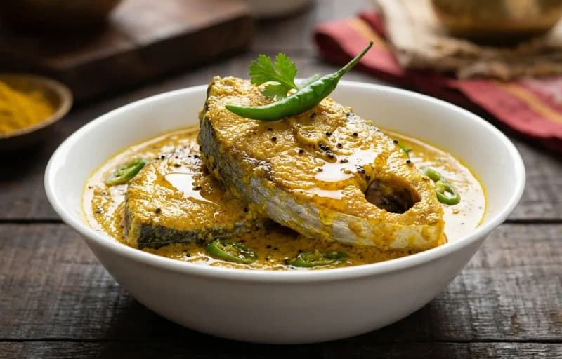 Steamed Basmati Rice, Shorshe Ilish and Begun Bhaja - Recipe 2