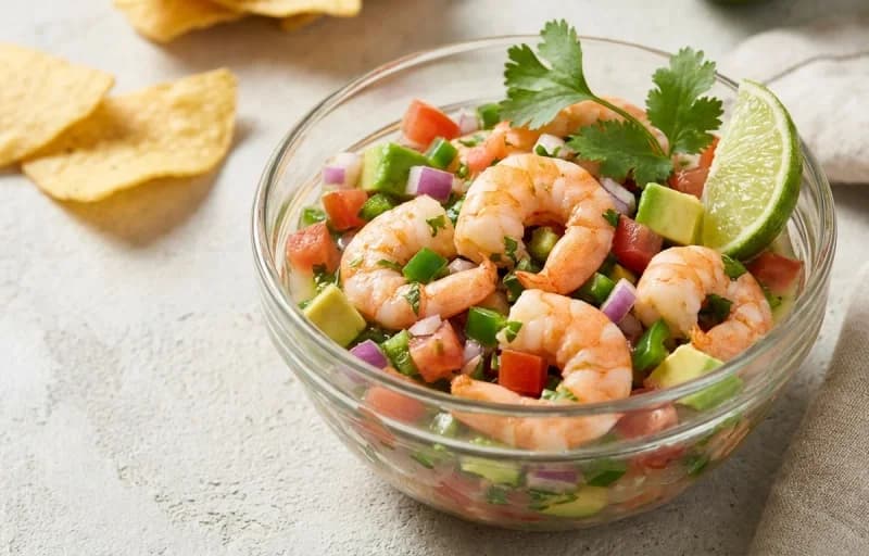 Shrimp Ceviche, Ground Beef Tostadas and Avocado Slices - Recipe 1