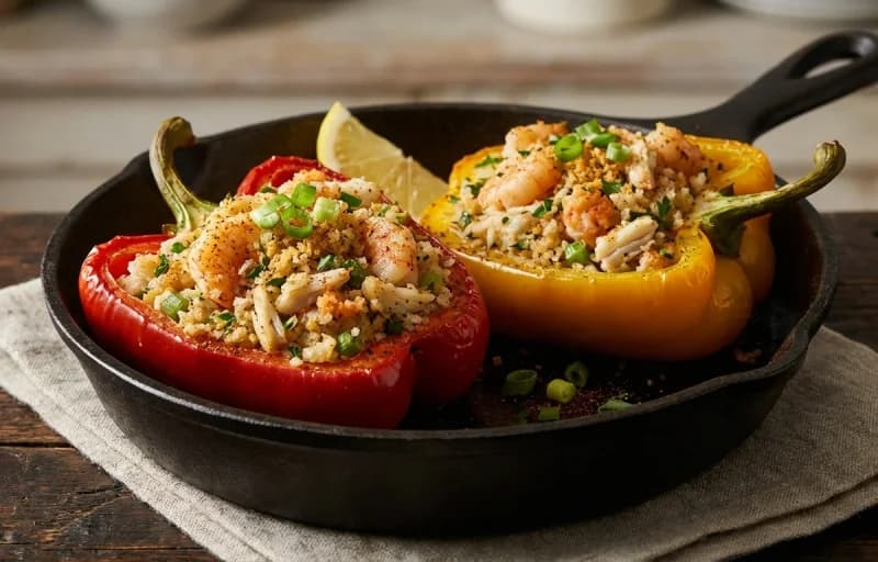 Shrimp Crab Stuffed Peppers with Side Salad - Recipe 1