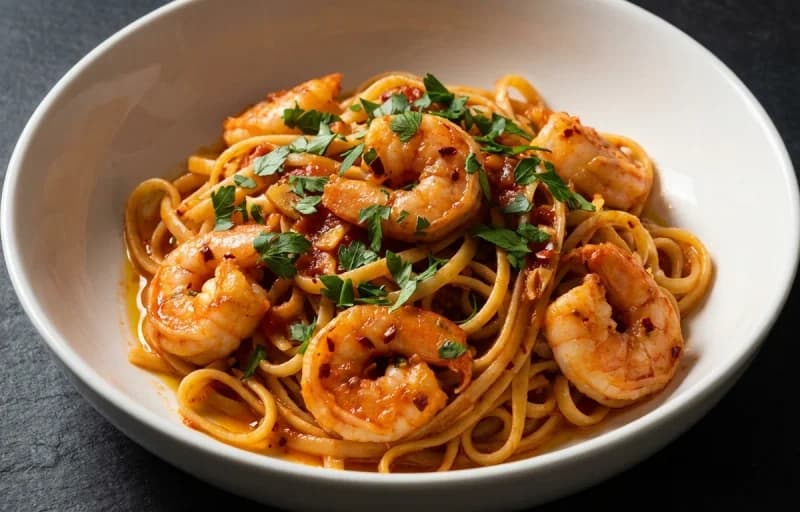 Shrimp Diablo, Steamed Basmati Rice and Steamed Broccoli - Recipe 1