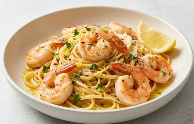 Shrimp Scampi with Linguine, Angel Hair Pasta with Tomato and Basil and Garlic Bread - Recipe 1