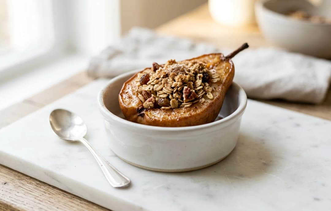 Simple Baked Pear with Oats