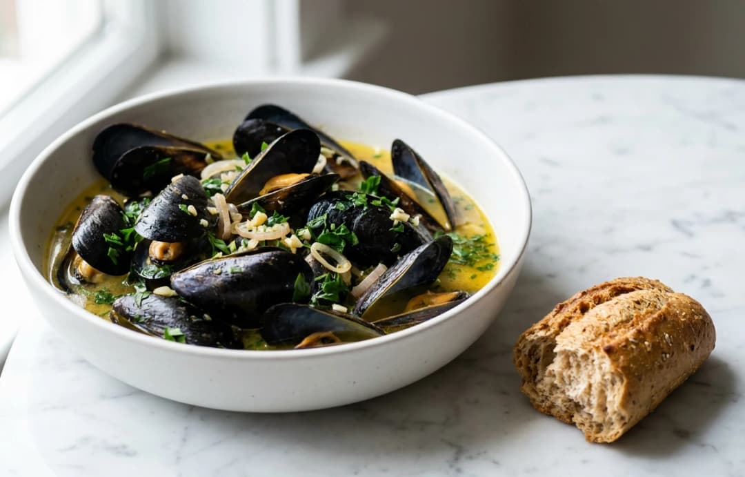 Simple Garlic & Herb Mussels