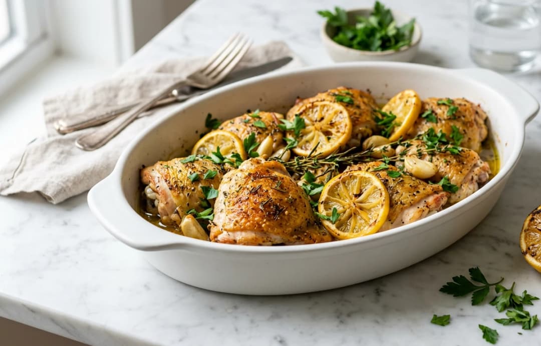 Simple Lemon Herb Baked Chicken Thighs