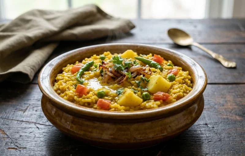 Sindhi Khichdi, Dahi and Roasted Papad - Recipe 1