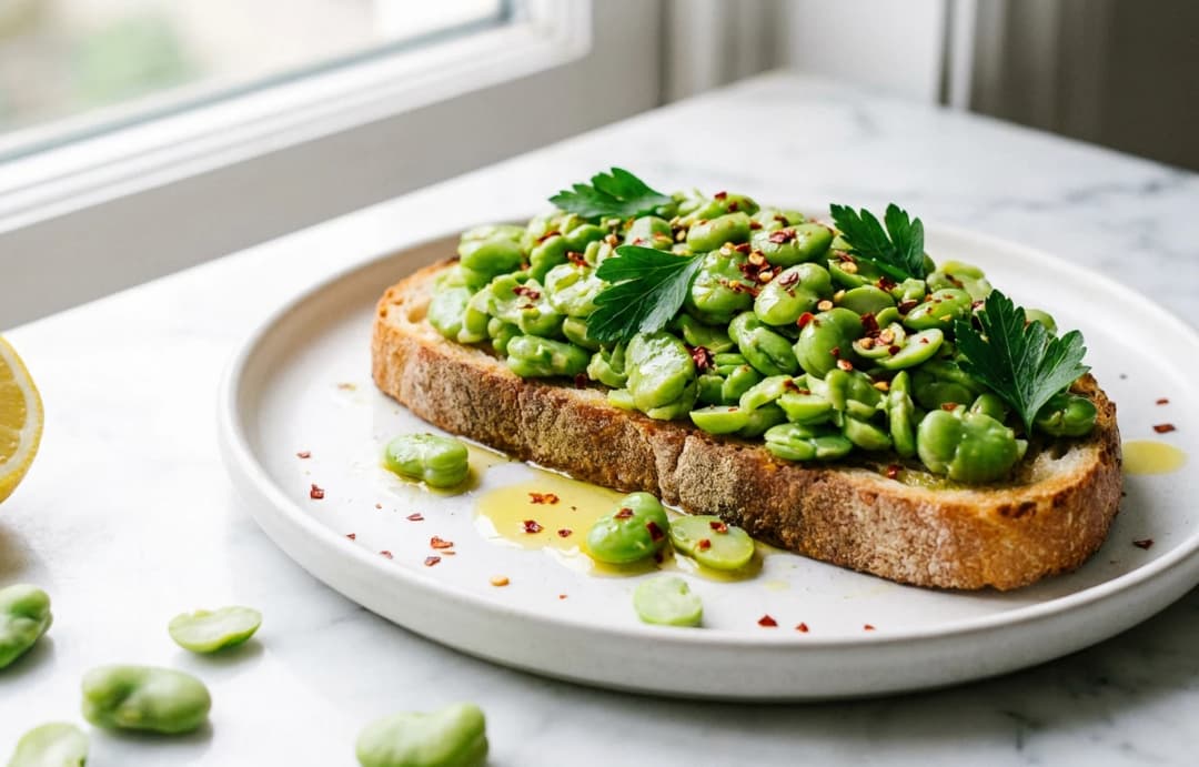 Smashed Broad Beans on Toast