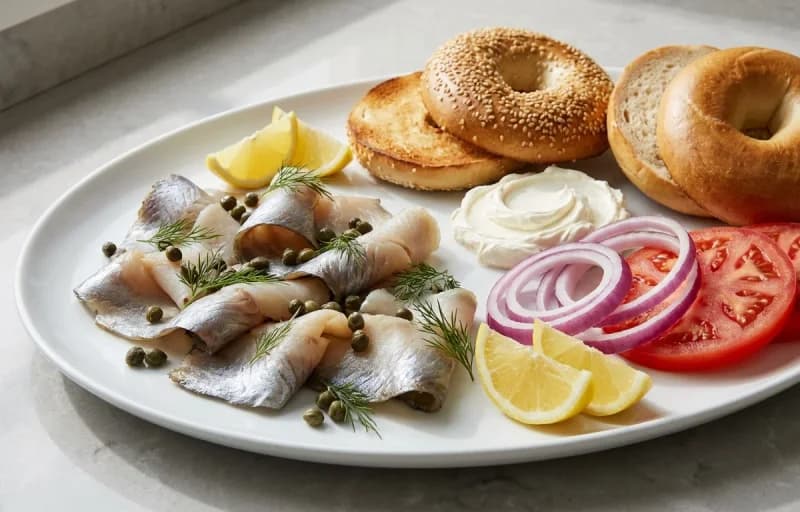 Smoked Sable, New York Bagels, Cream Cheese, Tomato Soup and Lachha Pyaaz - Recipe 1