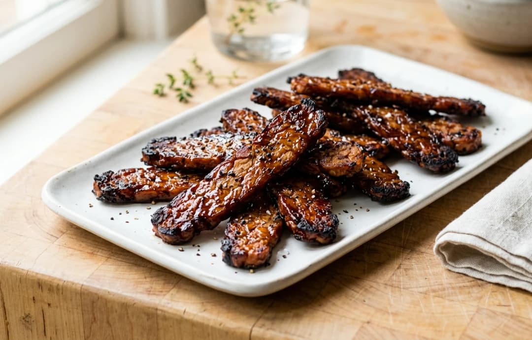 Smoky Tempeh Bacon Strips