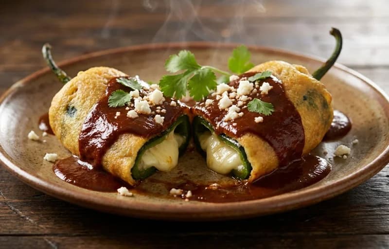 Smothered Chile Rellenos, Spanish Rice and Pinto Beans - Recipe 1