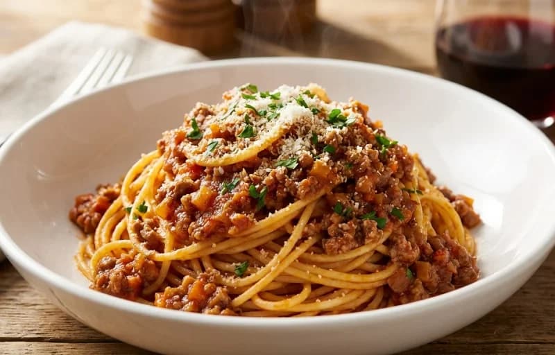 Spaghetti Bolognese, Garlic Bread and House Salad - Recipe 1