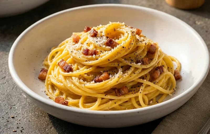 Spaghetti Carbonara with Side Salad - Recipe 1