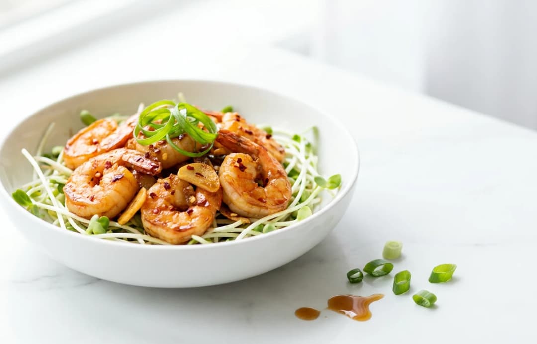 Spicy Garlic Shrimp with Moong Sprouts
