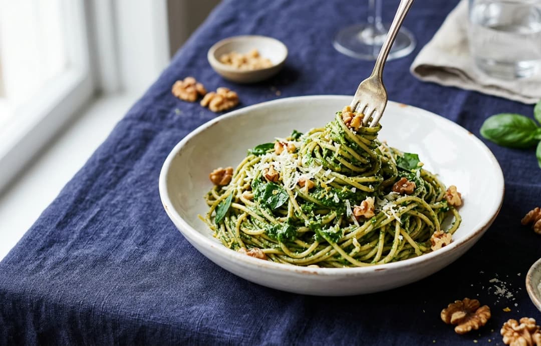 Spinach & Walnut Pesto Pasta
