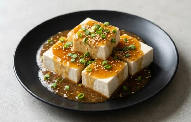 Broccoli in Garlic Sauce, Steamed Tofu with Savory Sauce and Steamed Brown Rice - Recipe 2