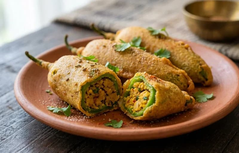 Methi na Gota with Stuffed Fried Green Chillies - Recipe 2