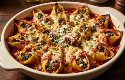 Stuffed Shells with Sausage and Spinach