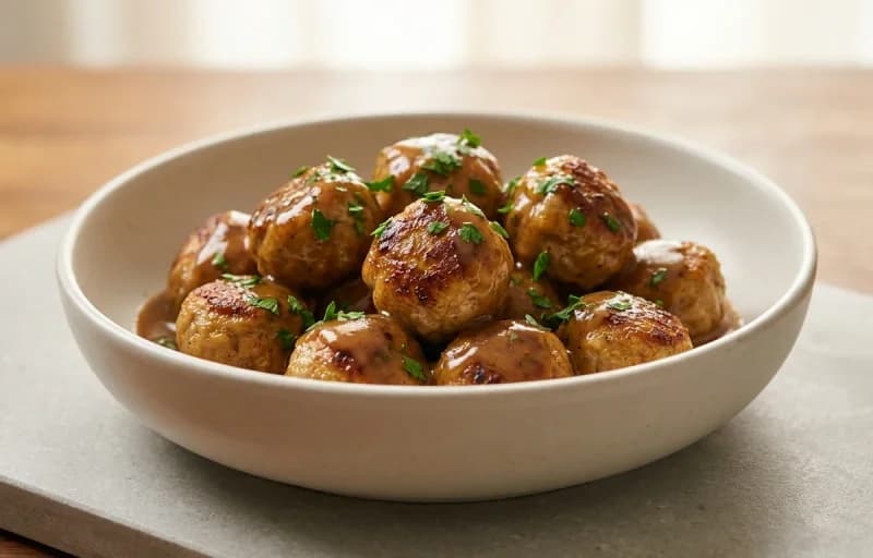 Swedish Meatballs, Egg Noodles, Lingonberry Jam and Kachumber - Recipe 1