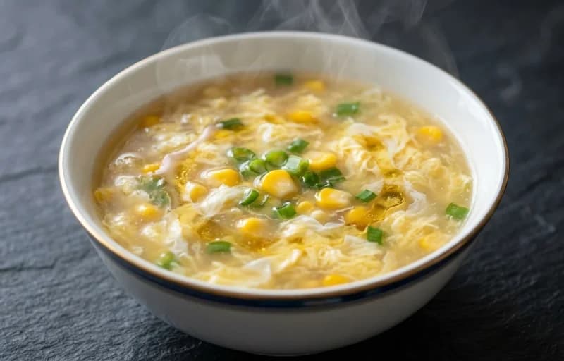 Sweet Corn Egg Drop Soup with Veg Fried Rice - Recipe 1