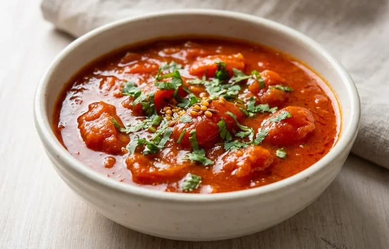 Tameta nu Shaak, Poached Egg and Rotli - Recipe 1