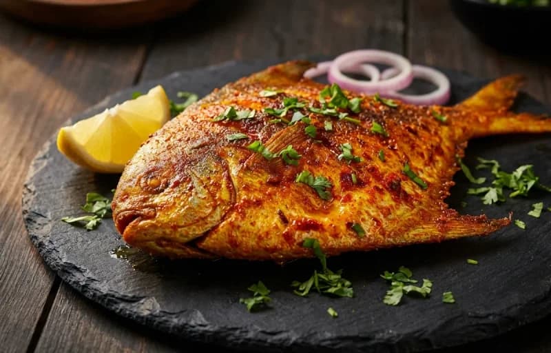 Taryal Macchi, Dal Chawal and Mango Pickle - Recipe 1