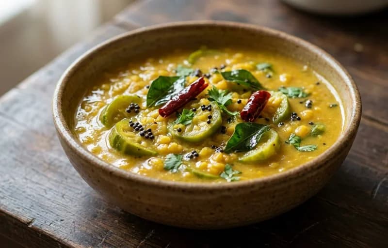 Tendli Moong Dal Ghashi, Steamed Basmati Rice and Mango Pickle - Recipe 1