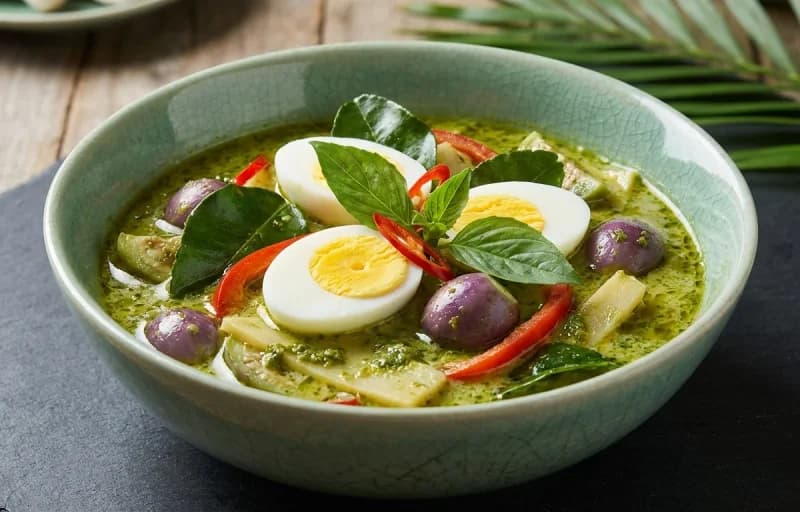 Thai Green Curry with Egg with Steamed Basmati Rice - Recipe 1