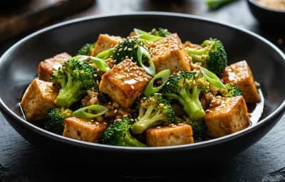 Tofu and Broccoli in Black Bean Sauce