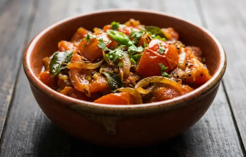 Tomato Bhaji with Chapati - Recipe 1