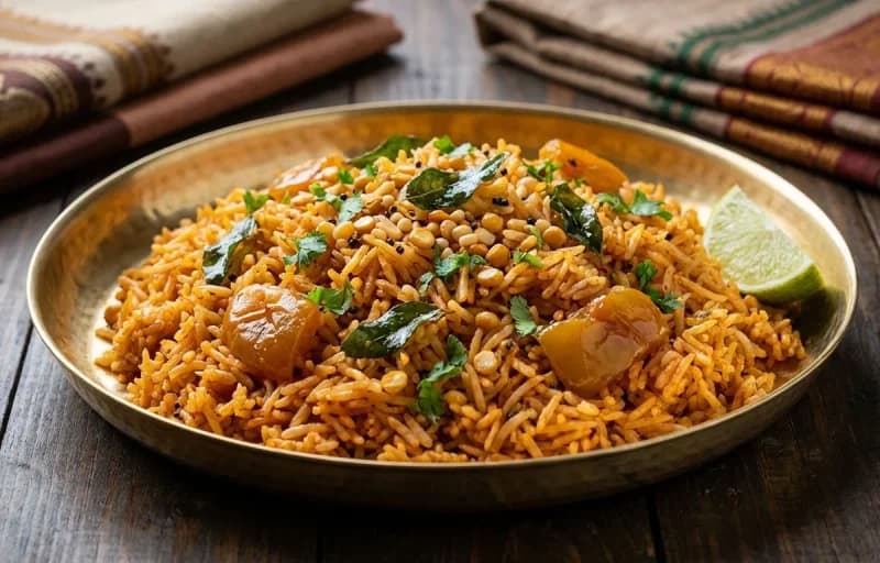 Muttai Varuval, Tomato Rice and Appalam - Recipe 2