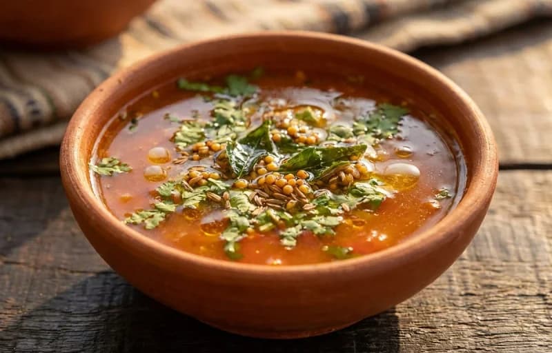 Masale Bhaat, Tomato Saar and Roasted Papad - Recipe 2