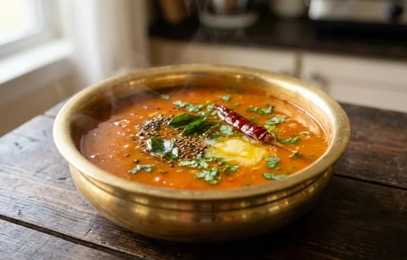 Steamed Basmati Rice, Tomato Saaru, Cabbage Palya and Egg Fry - Recipe 2