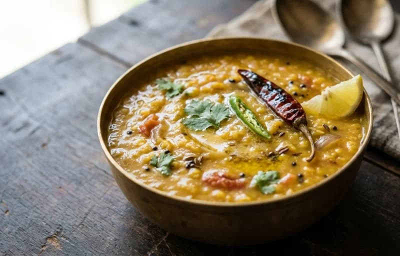 Trevti Dal, Steamed Basmati Rice and Karela nu Shaak - Recipe 1