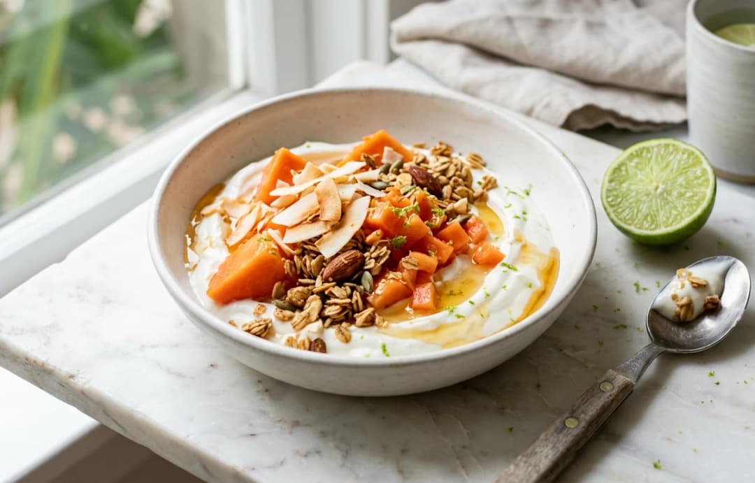 Tropical Papaya Yogurt Bowl